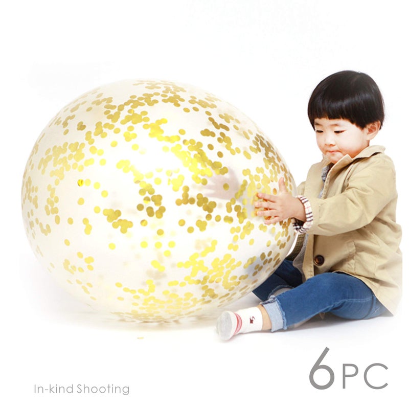 GXONE 36 Inch Jumbo Confetti Balloons, Giant Latex Balloon with Gold Confetti (Premium Helium Quality) Pkg/6 Latex glitter balloons for Party/Birthdays/Wedding/Festivals Christmas and Event Decorations - Image 2